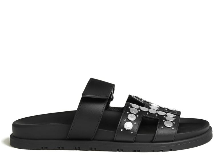 Hermes Chypre Sandal Noir Clou De Selle Calfskin Leather