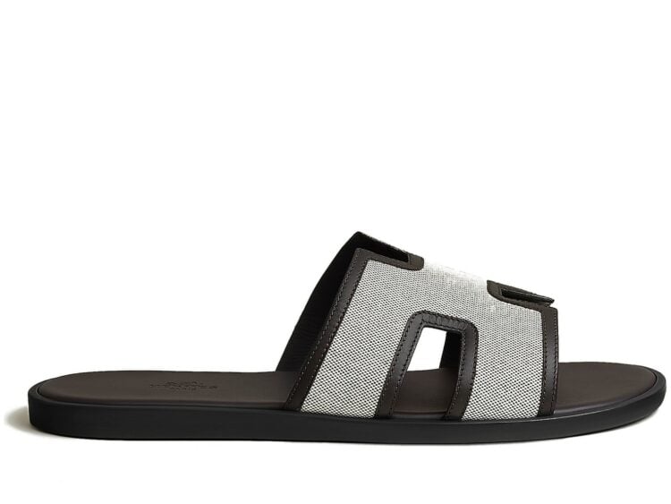 Hermes Izmir Sandal Prunoir Marron Ebène H Canvas And Calfskin Leather