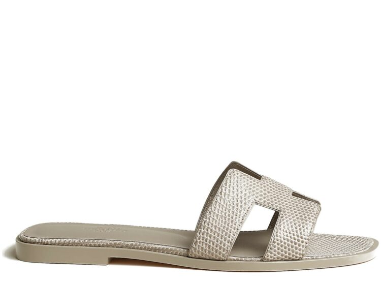 Hermes Oran Sandal Beige Galet Box Lizard Leather