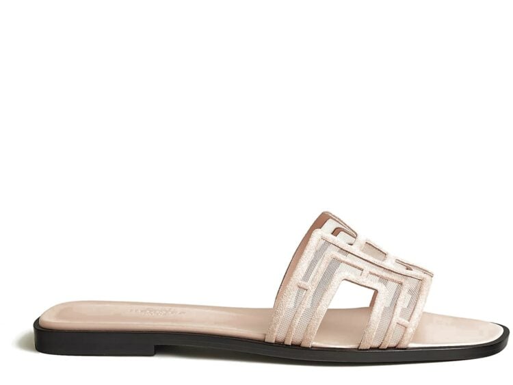 Hermes Oran Sandal Beige Nude Box Suede Goatskin And Mesh