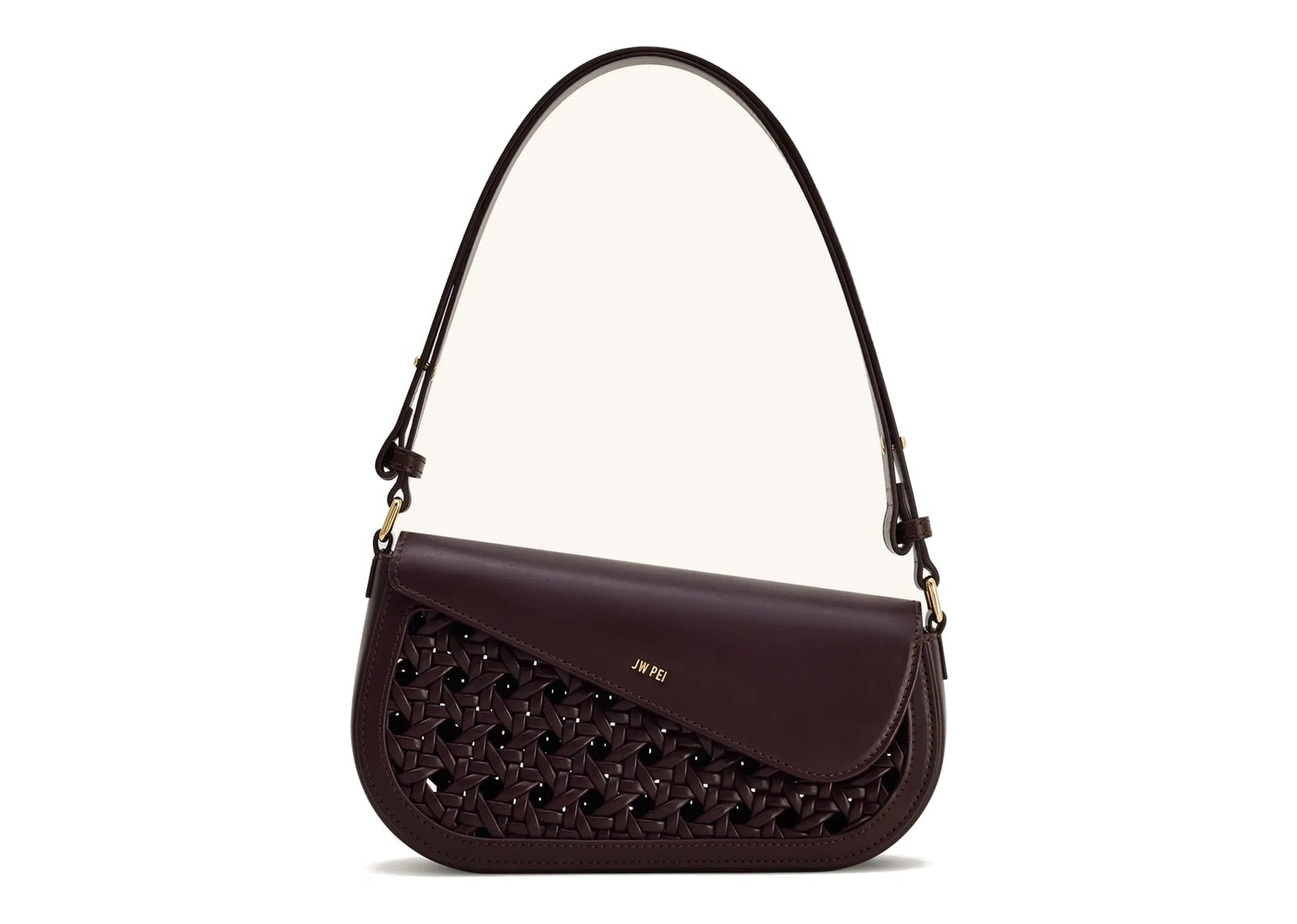 JW PEI Addisyn Cutout Woven Shoulder Bag Burgundy