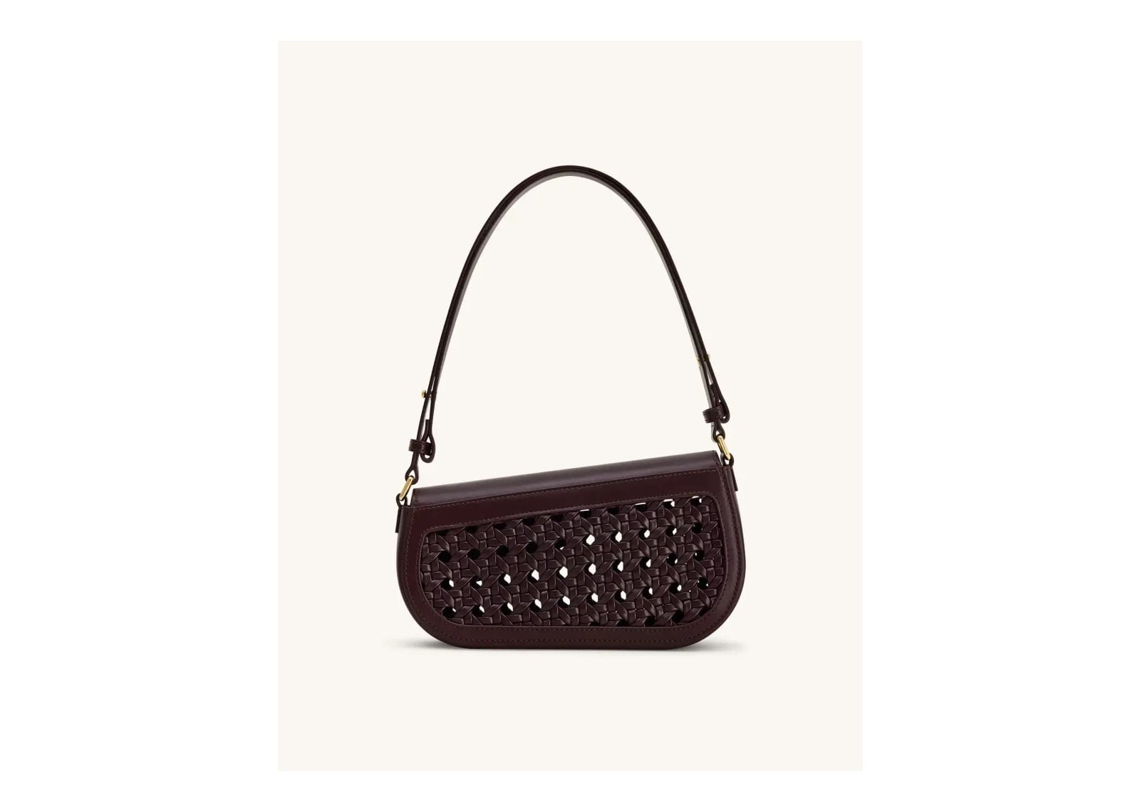 JW PEI Addisyn Cutout Woven Shoulder Bag Burgundy - görsel 3