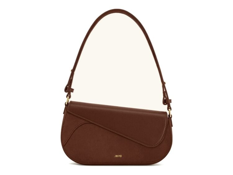 JW PEI Addisyn Faux Suede Panel Shoulder Bag Mocha Brown