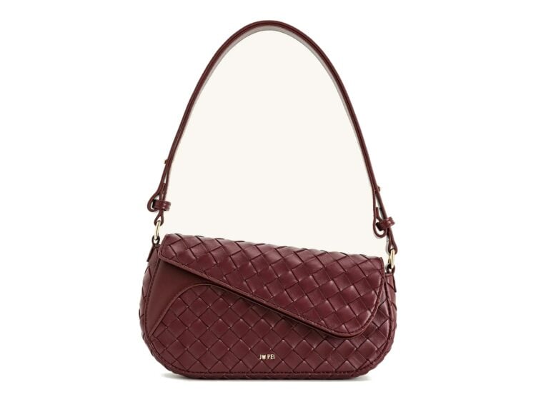 JW PEI Addisyn Weave Texture Shoulder Bag Burgundy