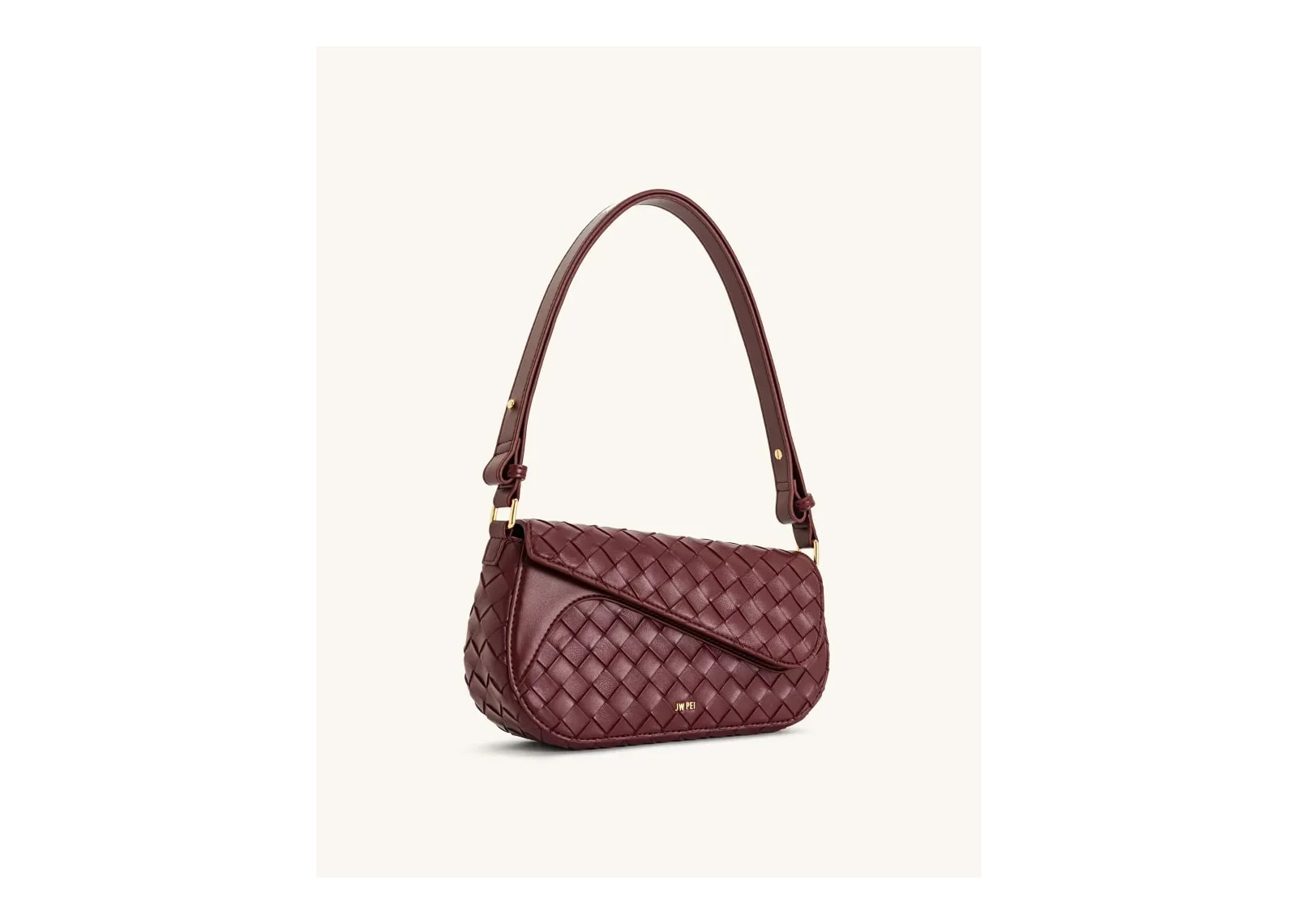JW PEI Addisyn Weave Texture Shoulder Bag Burgundy - görsel 2
