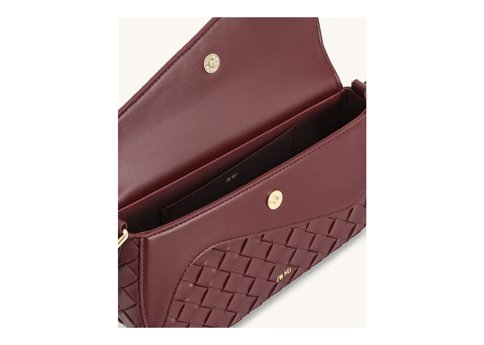 JW PEI Addisyn Weave Texture Shoulder Bag Burgundy - görsel 4