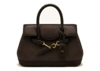 JW PEI Alina Belted Satchel Bag Dark Brown Canvas