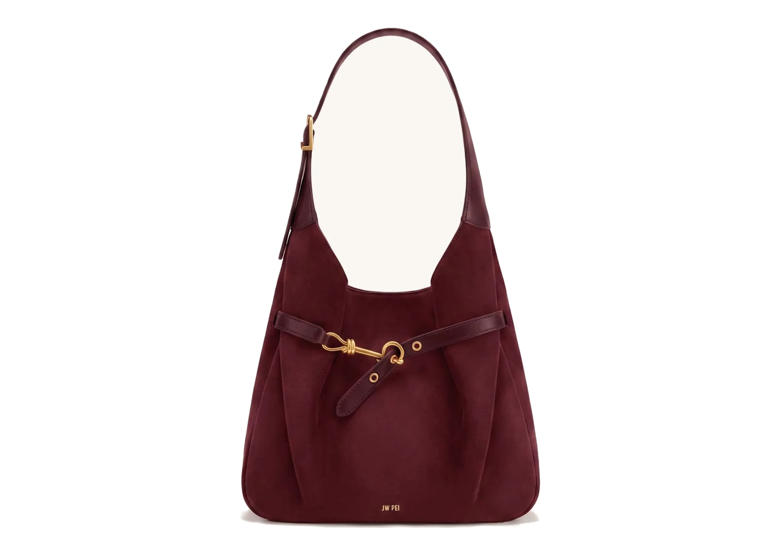 JW PEI Alina Faux Suede Hobo Bag Deep Burgundy
