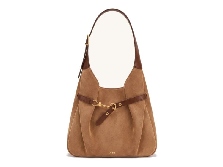 JW PEI Alina Faux Suede Hobo Bag Mocha Brown