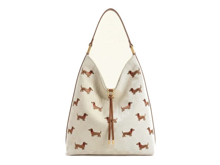 JW PEI Aria Dog Embroidered Shoulder Bag Caramel Brown