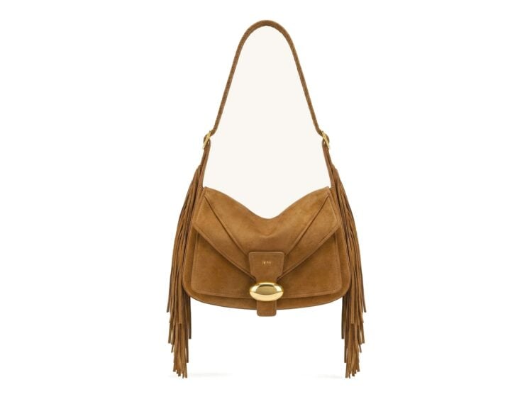 JW PEI Avery Fringe Faux Suede Shoulder Bag Brown