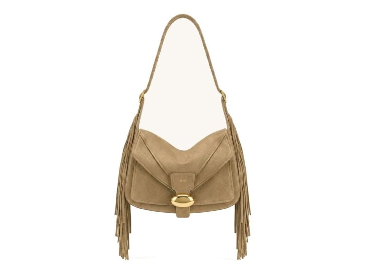 JW PEI Avery Fringe Faux Suede Shoulder Bag Khaki