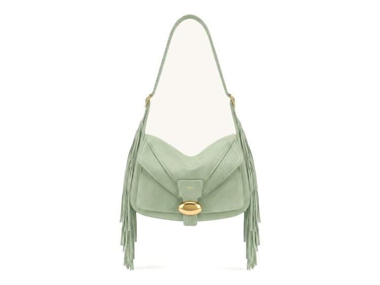 JW PEI Avery Fringe Faux Suede Shoulder Bag Mint Green