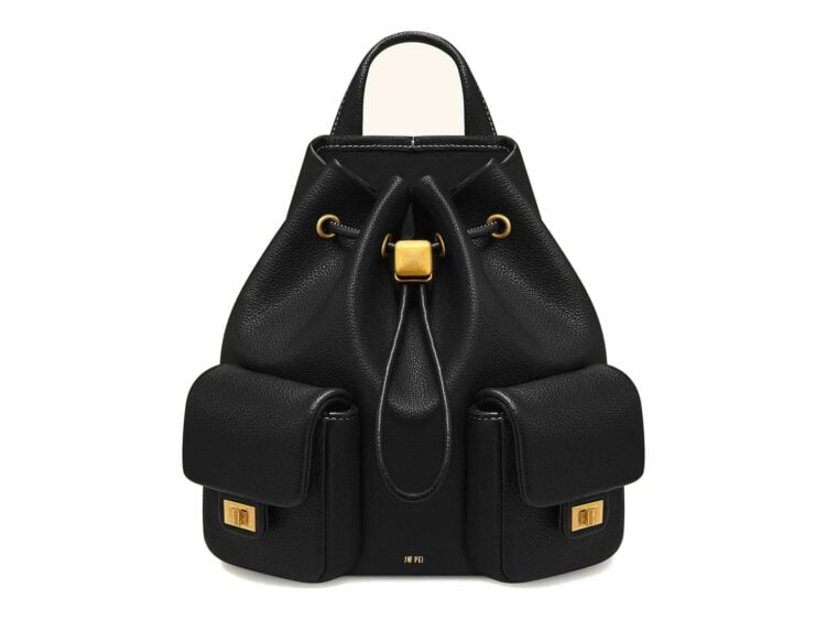 JW PEI Avery Pebbled Drawstring Utility Backpack Black