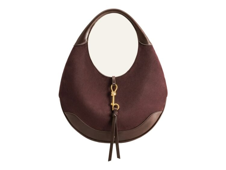 JW PEI Colette Faux Suede Crescent Hobo Bag Dark Brown