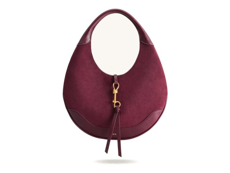 JW PEI Colette Faux Suede Crescent Hobo Bag Deep Claret