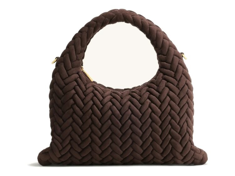 JW PEI Cora Faux Suede Quilting Handle Bag Dark Brown