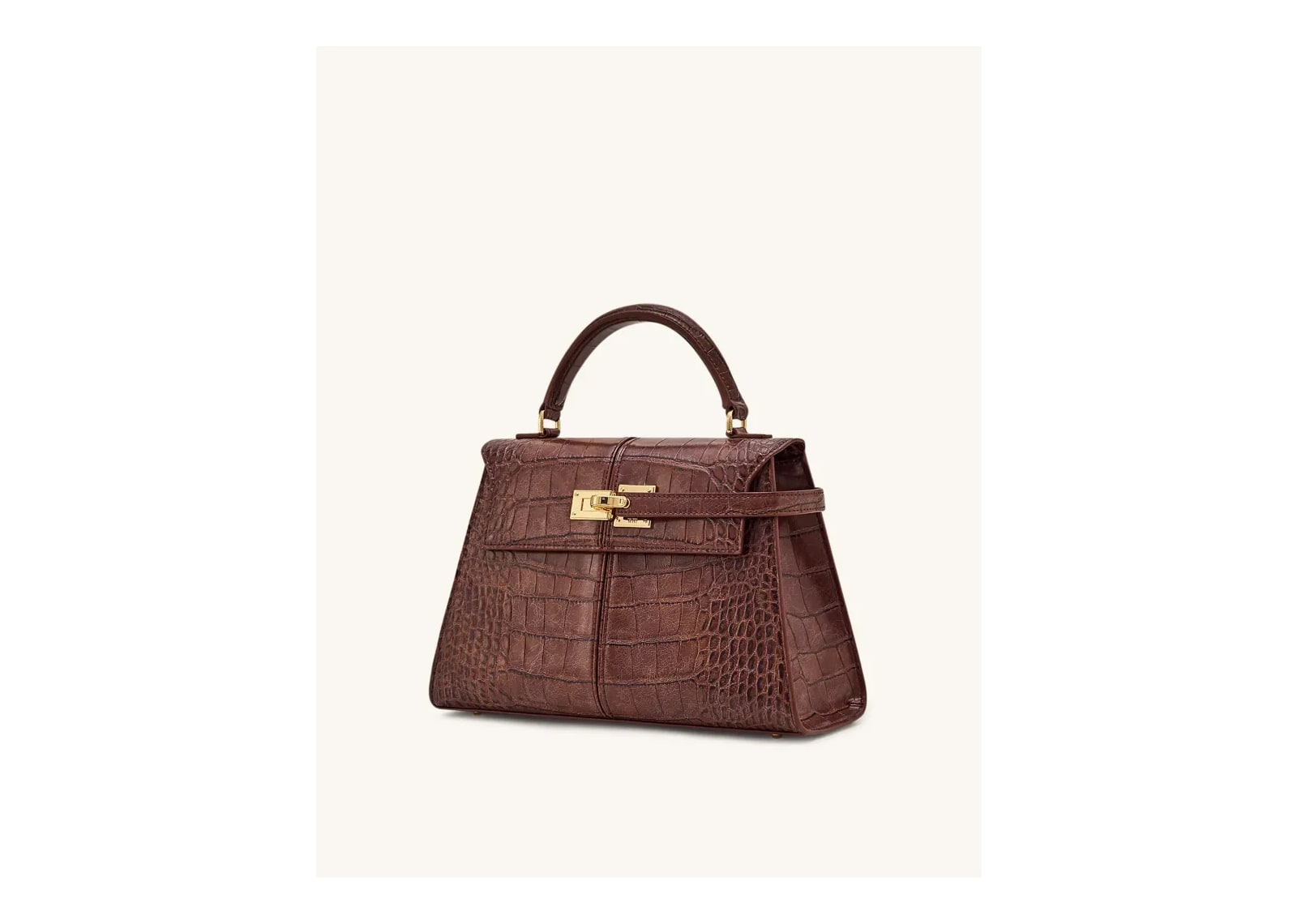 JW PEI Elise Large Croc-Embossed Top Handle Bag Chestnut Brown - görsel 2