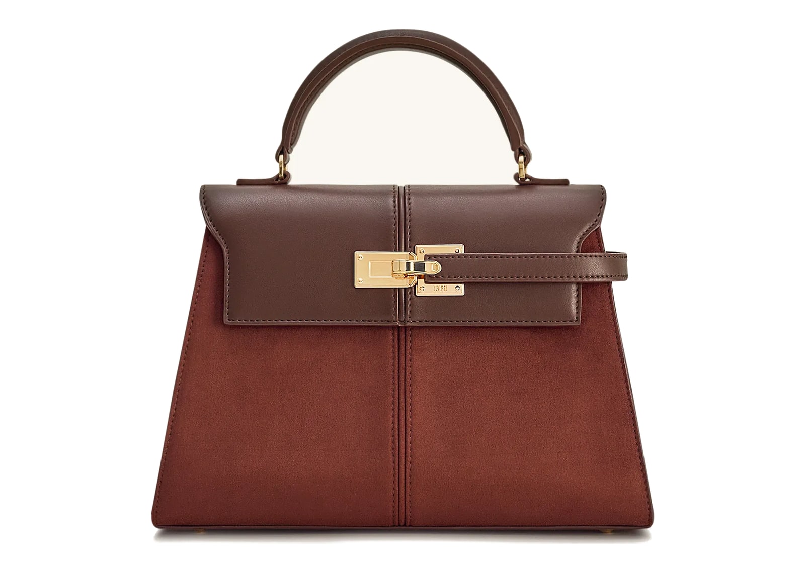 JW PEI Elise Large Faux Suede Top Handle Bag Mocha Brown