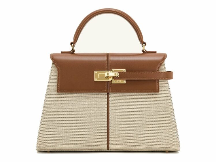 JW PEI Elise Large Top Handle Bag Brown Canvas