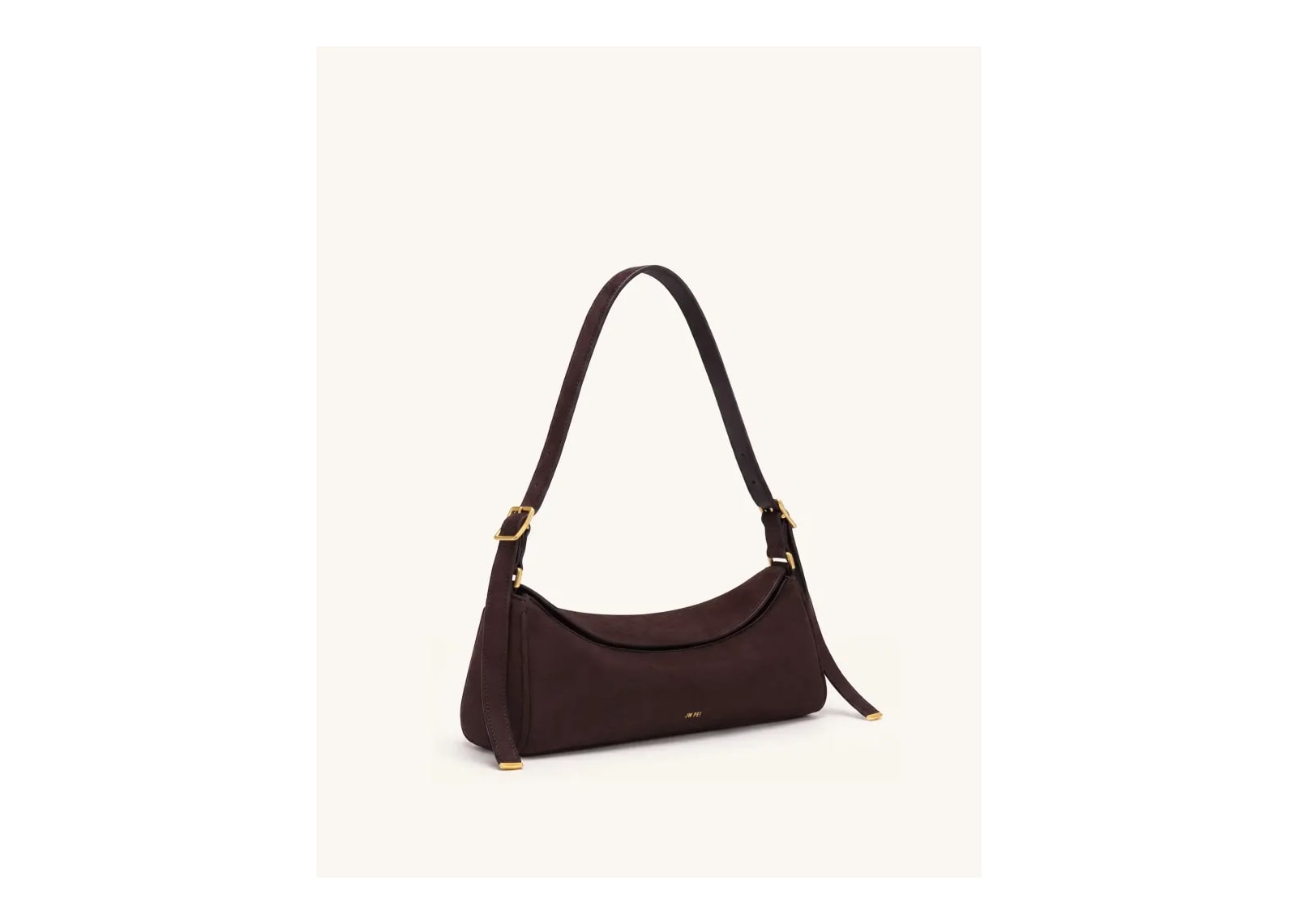 JW PEI Elowen Faux Suede East-West Shoulder Bag Dark Brown - görsel 2