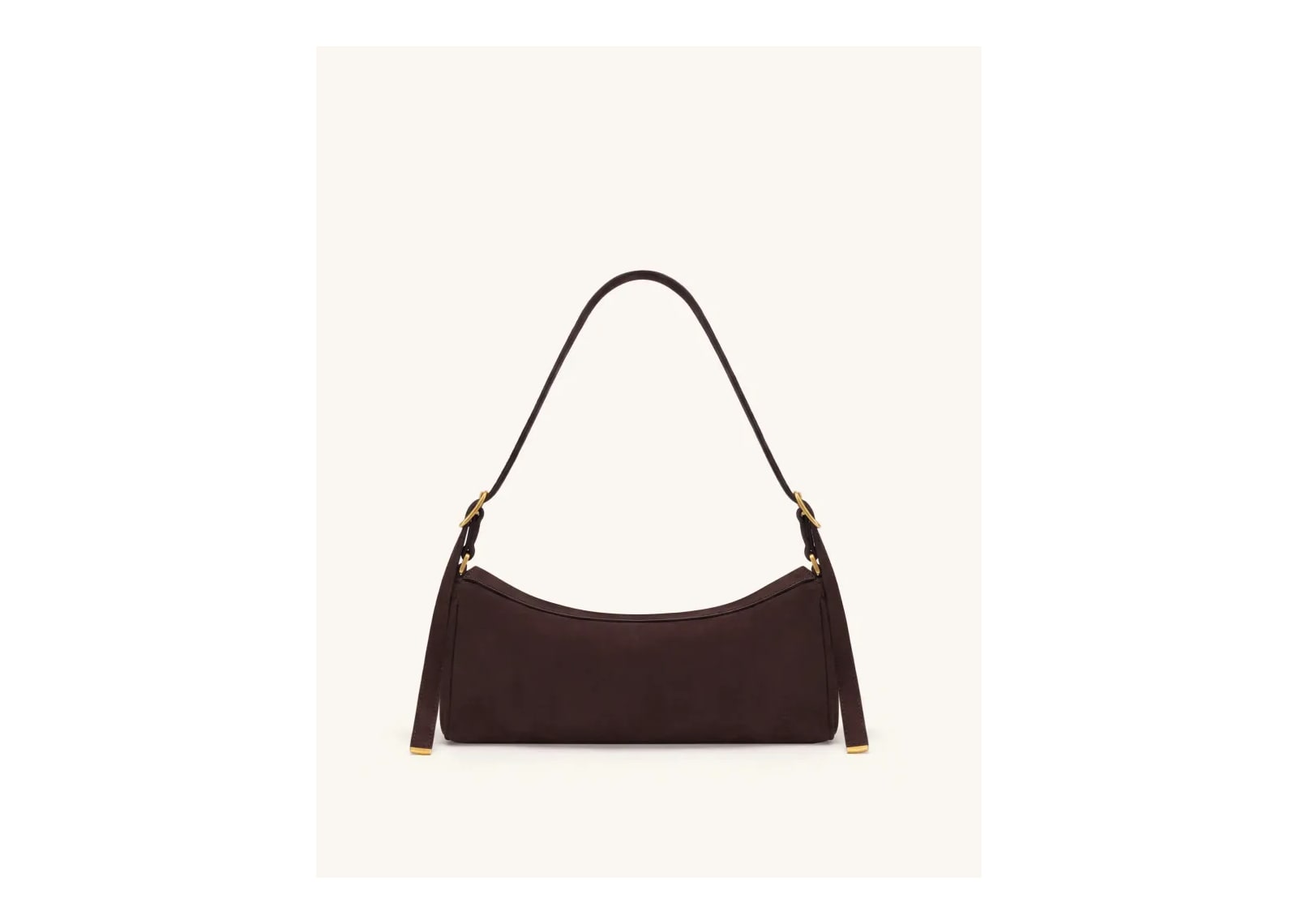 JW PEI Elowen Faux Suede East-West Shoulder Bag Dark Brown - görsel 3