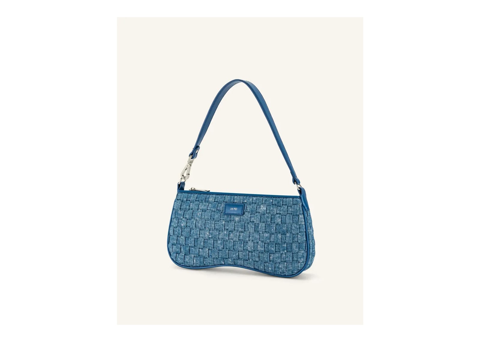 JW PEI Eva Shoulder Handbag Blue Denim Weave - görsel 2