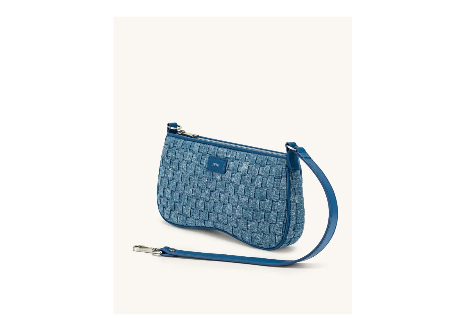 JW PEI Eva Shoulder Handbag Blue Denim Weave - görsel 3