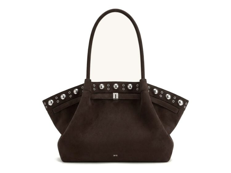 JW PEI Hana Large Faux Suede Tote Bag Deep Brown