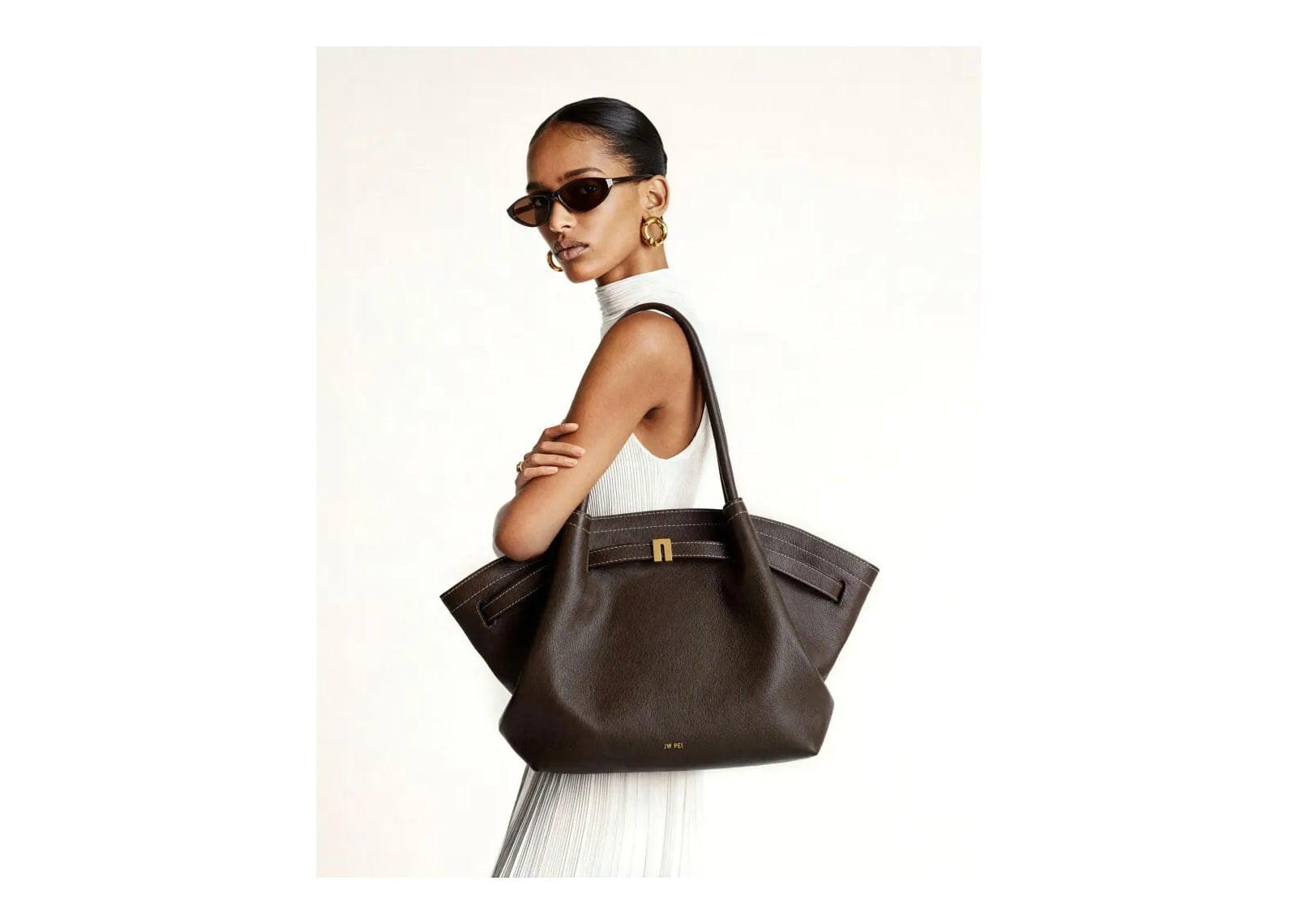 JW PEI Hana Large Tote Bag Dark Brown - görsel 6
