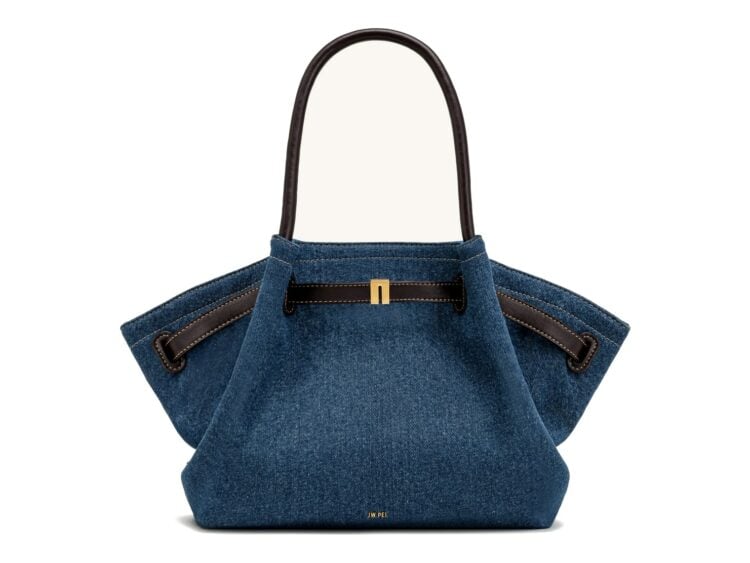 JW PEI Hana Medium Denim Tote Bag Blue Denim