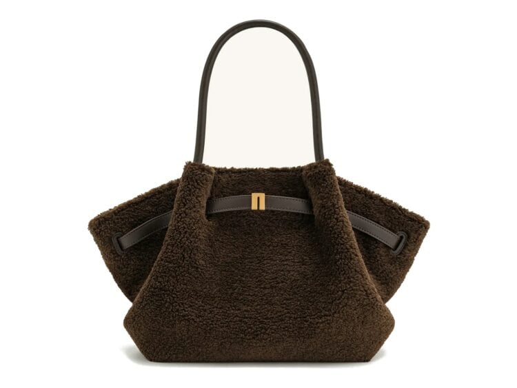 JW PEI Hana Medium Faux Fur Tote Bag Mocha Brown