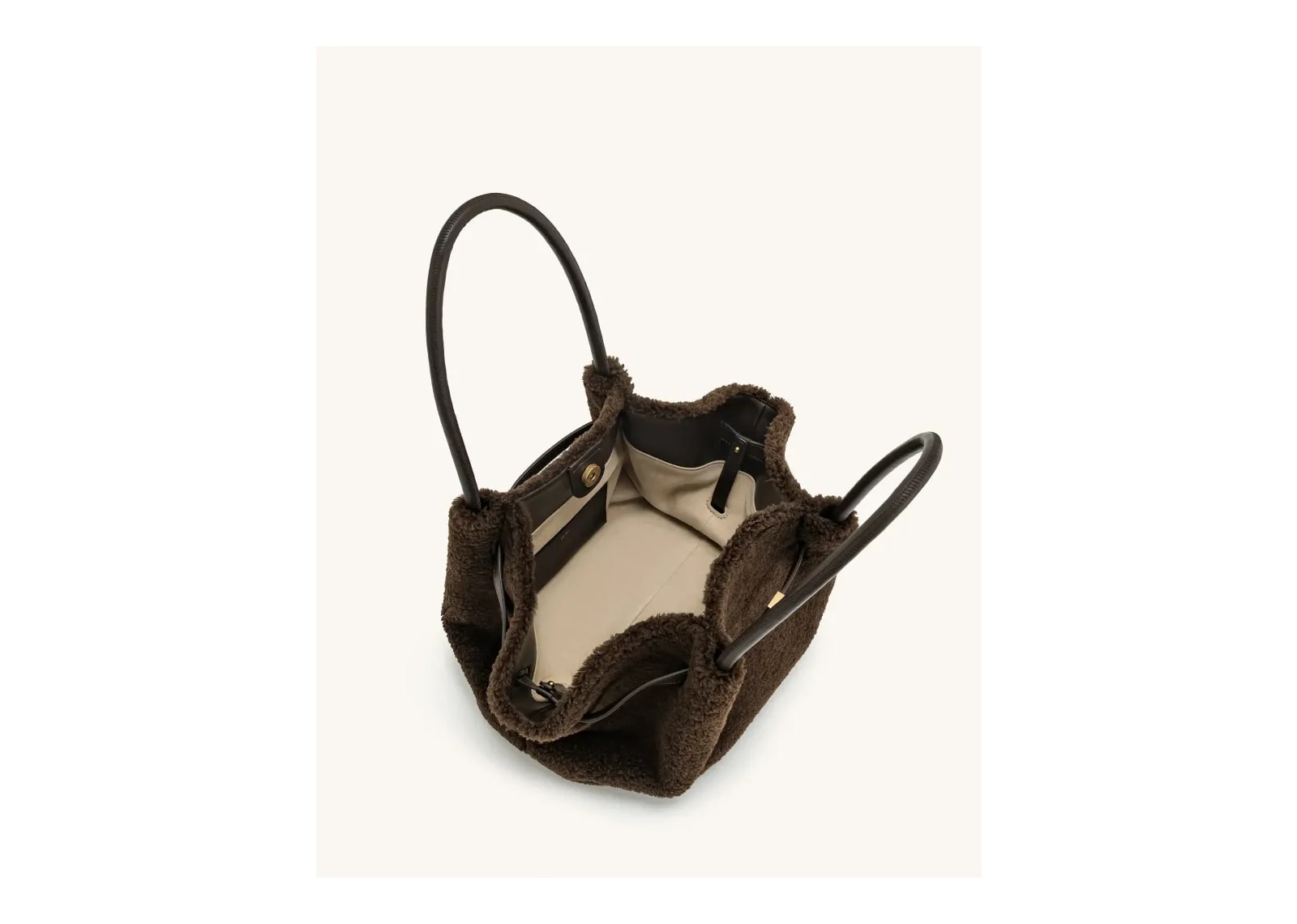 JW PEI Hana Medium Faux Fur Tote Bag Mocha Brown - görsel 5