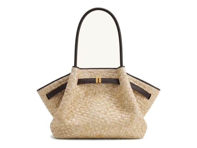 JW PEI Hana Medium Faux Straw Tote Bag Brown