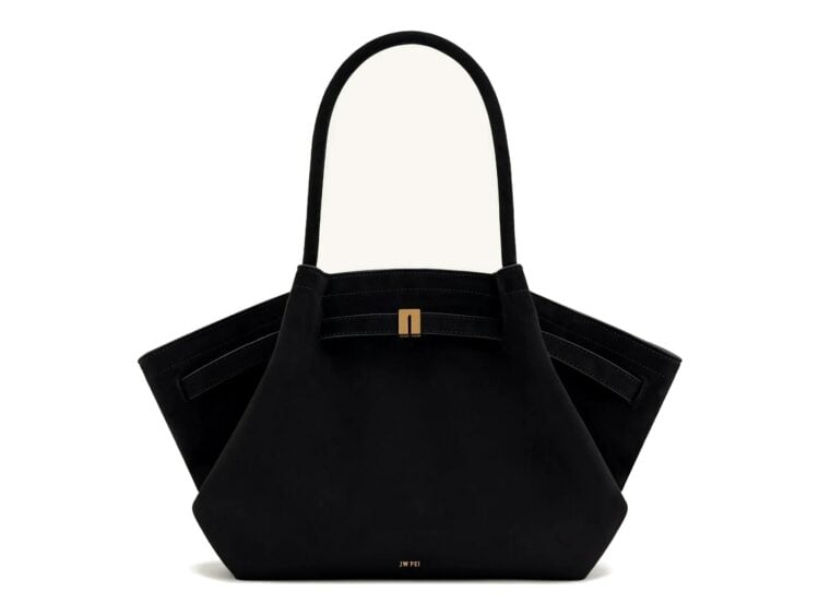 JW PEI Hana Medium Faux Suede Tote Bag Black