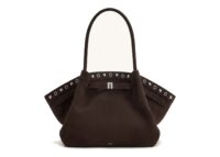 JW PEI Hana Medium Faux Suede Tote Bag Dark Chocolate Brown