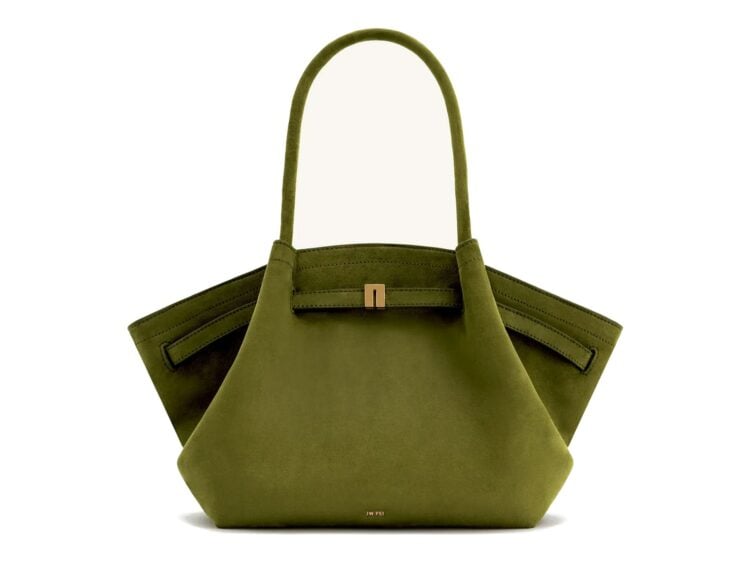 JW PEI Hana Medium Faux Suede Tote Bag Dark Olive