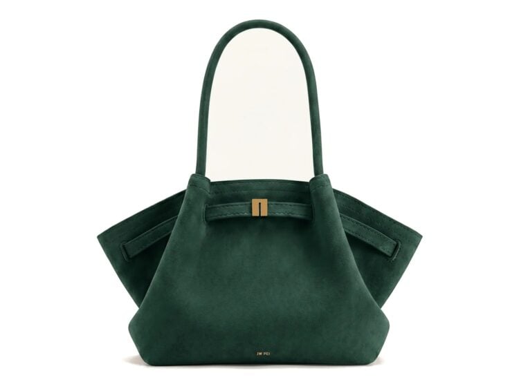 JW PEI Hana Medium Faux Suede Tote Bag Forest Green