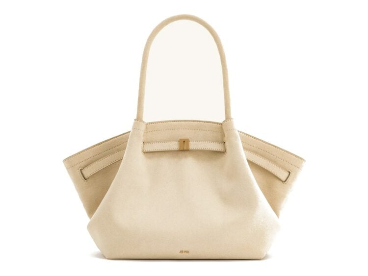 JW PEI Hana Medium Faux Suede Tote Bag Off White