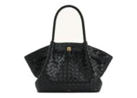 JW PEI Hana Medium Weave Texture Tote Bag Black
