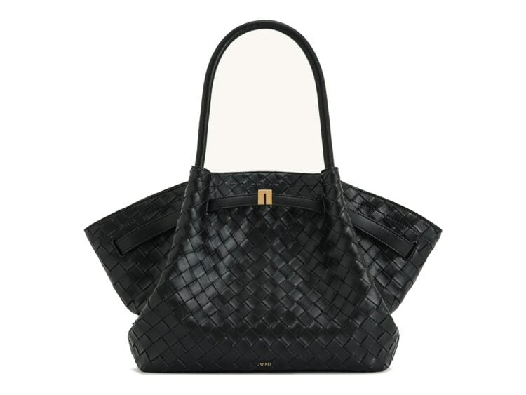 JW PEI Hana Medium Weave Texture Tote Bag Black