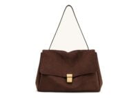 JW PEI Hilary Faux Suede Shoulder Bag Dark Brown