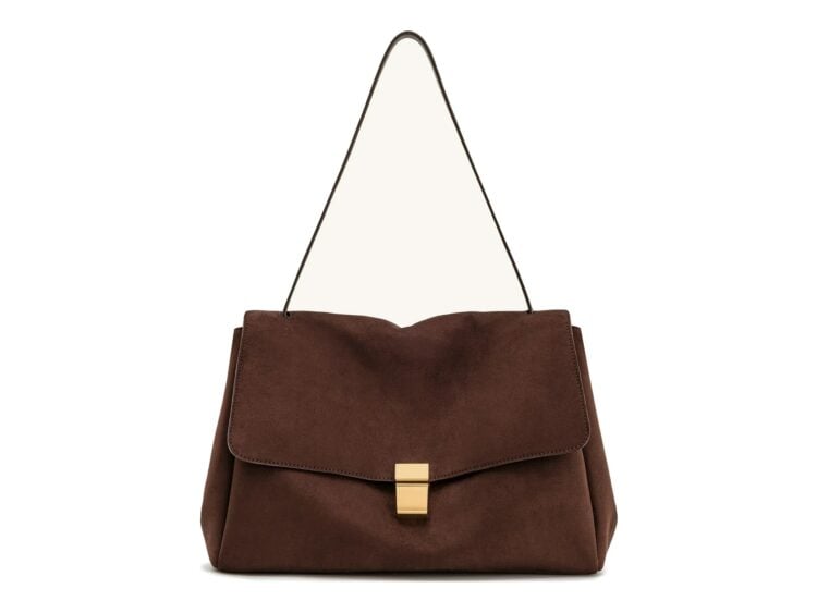 JW PEI Hilary Faux Suede Shoulder Bag Dark Brown