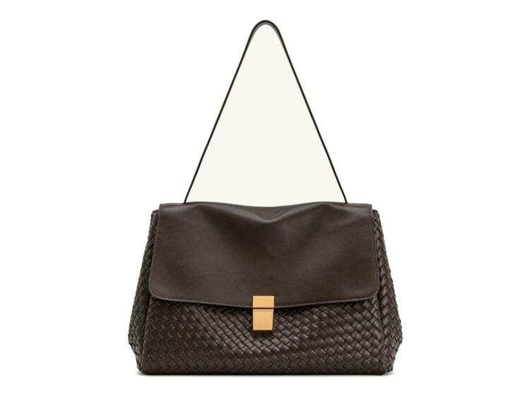 JW PEI Hilary Woven Shoulder Bag Dark Brown