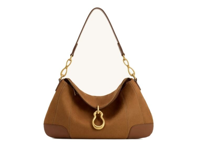 JW PEI Jayla Faux Suede Metal Pendant Embellished Shoulder Bag Brown