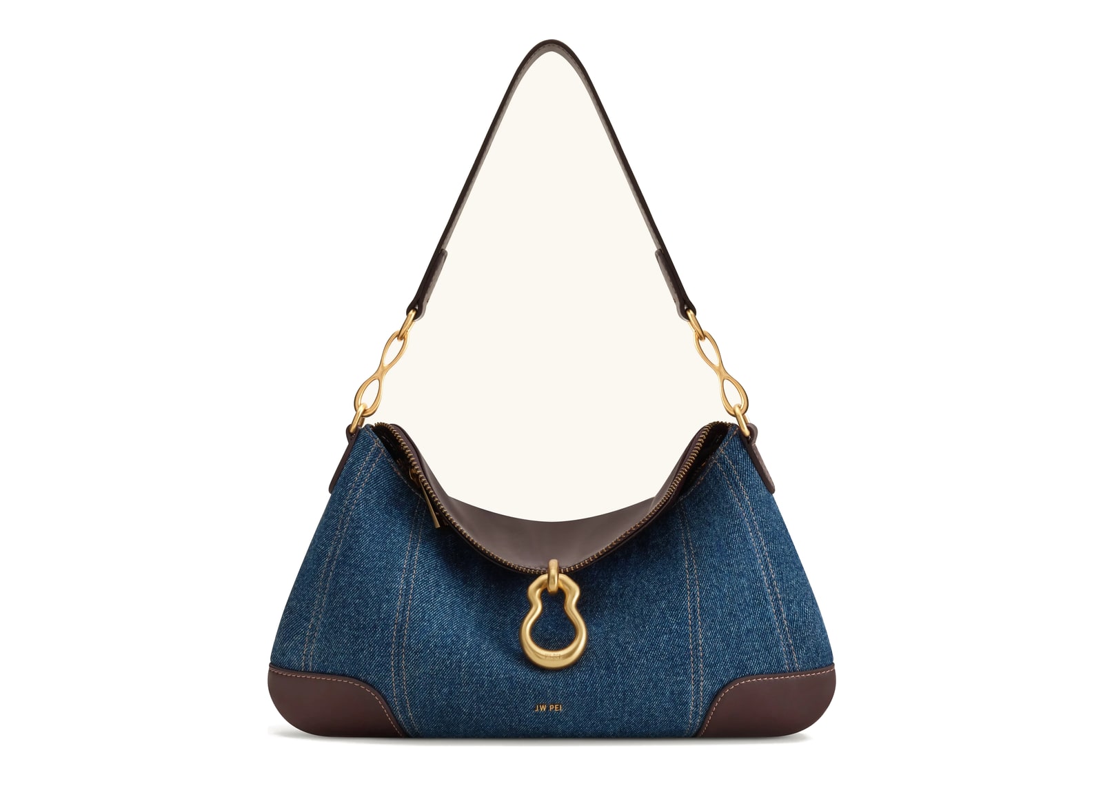 JW PEI Jayla Metal Pendant Embellished Shoulder Bag Blue Denim
