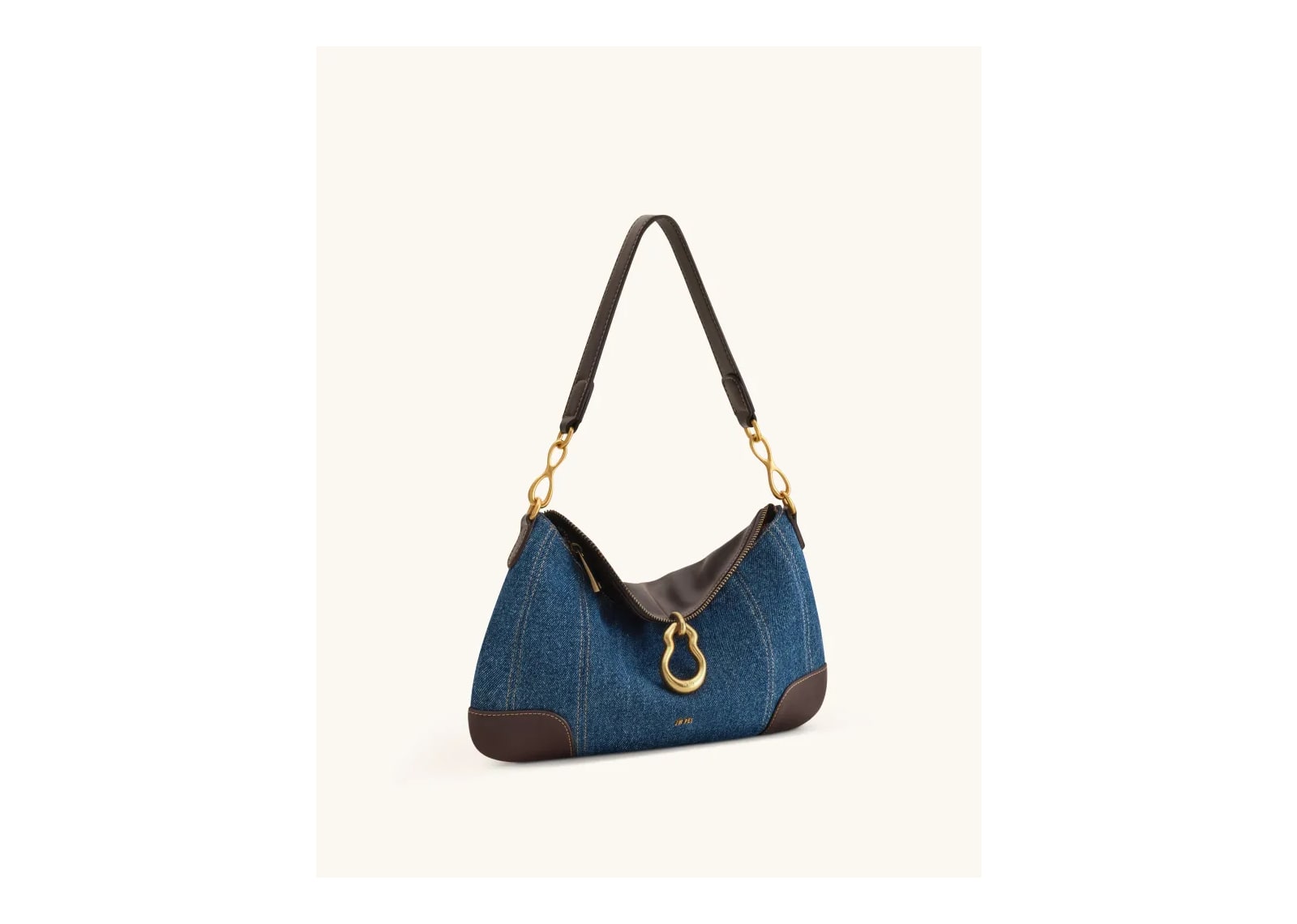 JW PEI Jayla Metal Pendant Embellished Shoulder Bag Blue Denim - görsel 2