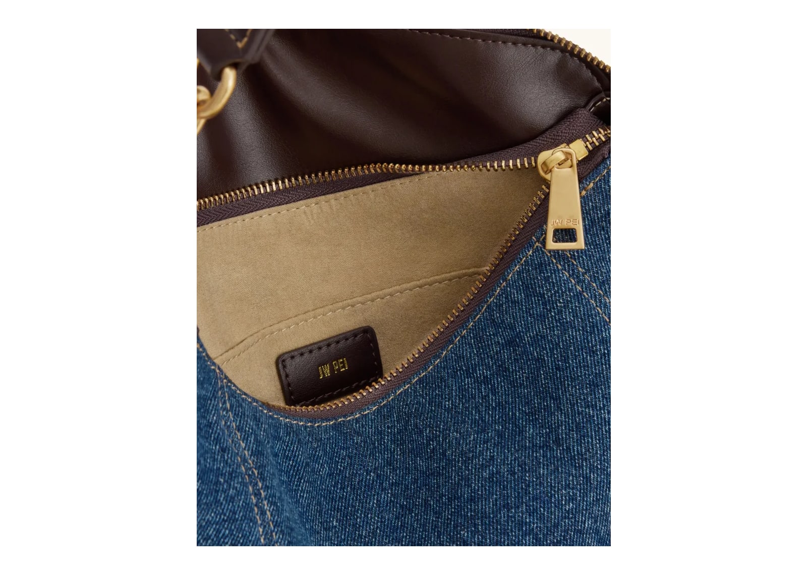 JW PEI Jayla Metal Pendant Embellished Shoulder Bag Blue Denim - görsel 4