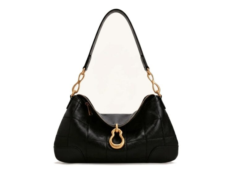 JW PEI Jayla Metal Pendant Embellished Shoulder Bag Charcoal Black