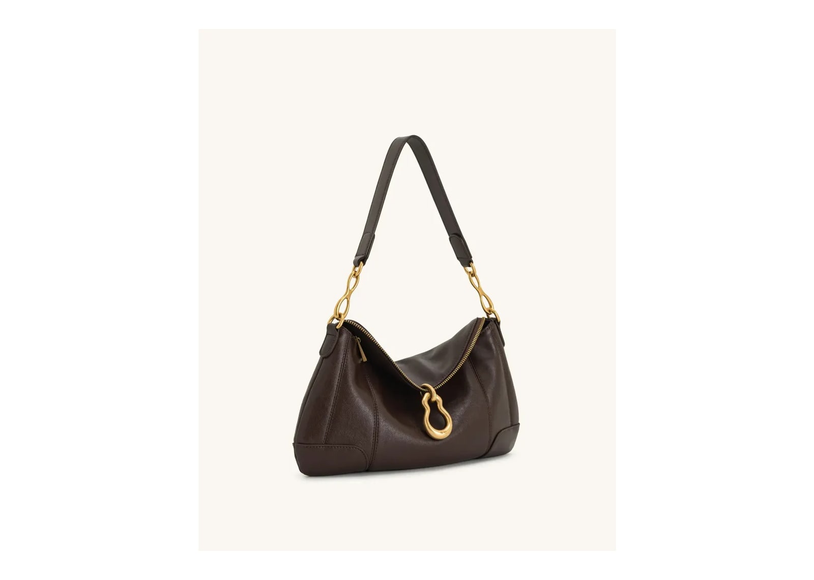 JW PEI Jayla Metal Pendant Embellished Shoulder Bag Dark Brown - görsel 3